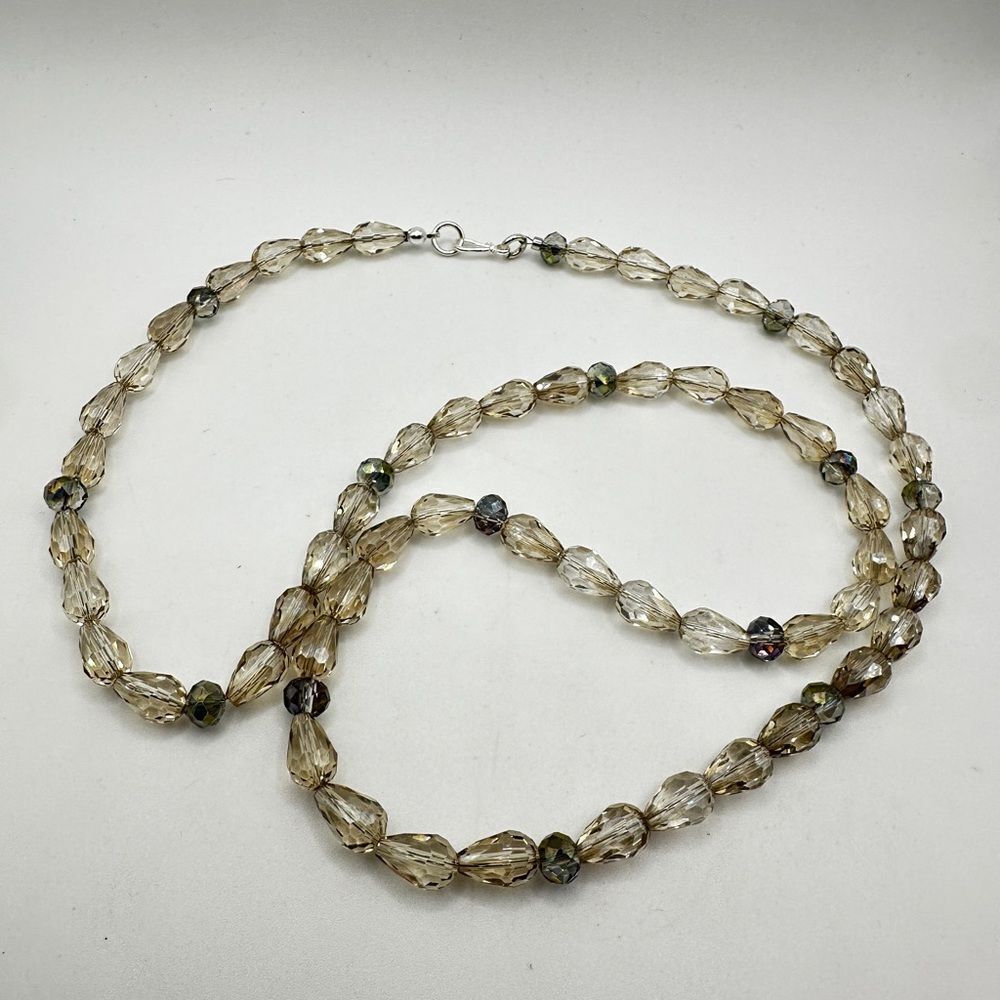 30" Revived all Crystal and AB beads with sterling‎ silver hardware necklace!